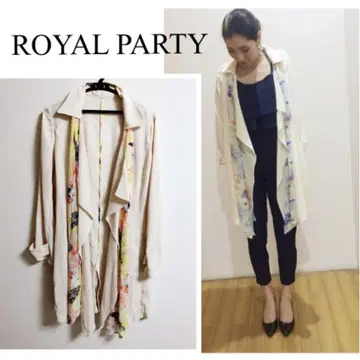 ROYAL PARTY 플라워 루즈 리본 트렌치코트