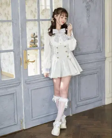 메시지 리본 트위드 셋업 블루 스카이블루 리즈리사 LIZLISA