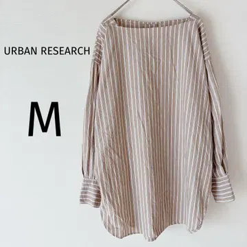 어반 리서치 긴팔 셔츠 튜닉 길이 스트라이프 성숙한 베이지 M