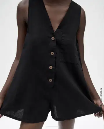 ZARA 린넨 혼방 슬리브리스 올인원 팬츠
