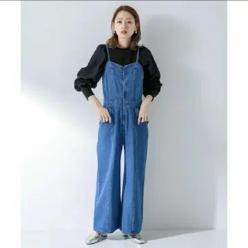 인디고 블루 데님 셔링 뷔스티에 살로펫