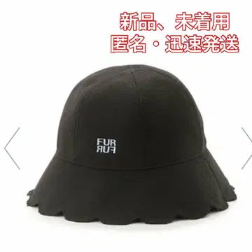 정품 FURFUR 퍼퍼 트위드 스캘럽 로고 버킷 햇 블랙