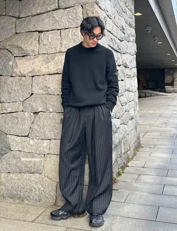 2 탭 이지 스트라이프 슬랙스