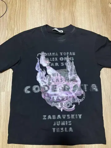 CODEDATE 스컬 그래픽 티셔츠 블랙 반팔