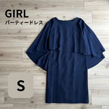 GIRL 파티 드레스 원피스 네이비 레이스 케이프 S 사이즈