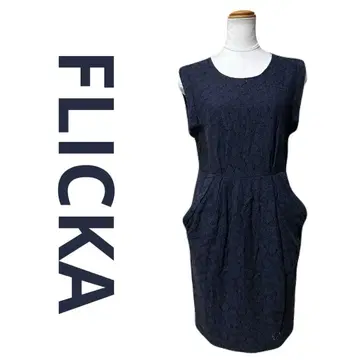 고품질 FLICKA 플리카 레이스 원피스 타이트 원피스 네이비 S