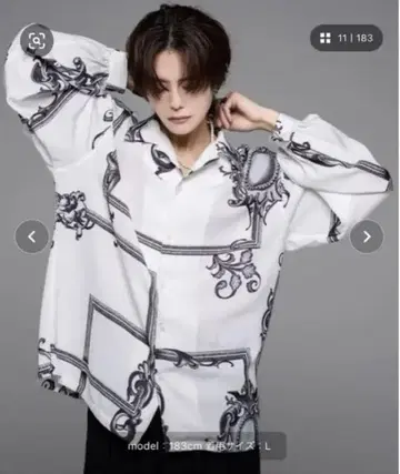 돌먼 슬리브 오픈 카라 셔츠 화이트 계열 기타 S