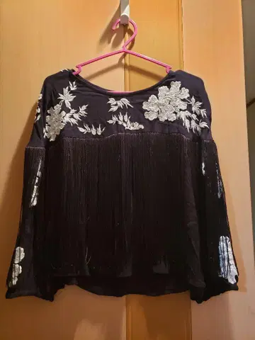 Desigual 데시구알 꽃 자수 프린지 셔츠