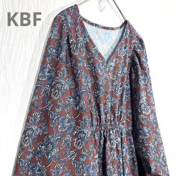 KBF KBF 페이즐리 무늬 롱 원피스 ONE 사이즈 보르도