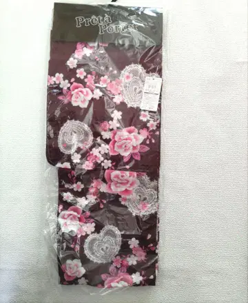 유카타 단품, 주홍색 꽃, 레이스 패턴 유카타
