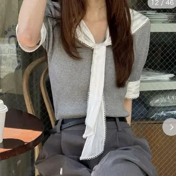 미사용 새상품 택 포함 snidel 스카프 블라우스 도킹 풀오버