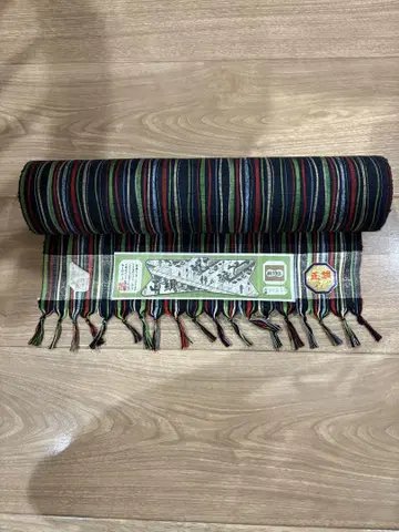 기모노 옷감, 검은색과 빨간색, 그린 스트라이프