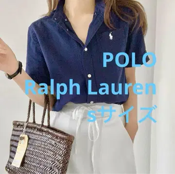 POLO 폴로 랄프로렌 숏 쓰리 린넨 셔츠 블라우스 네이비