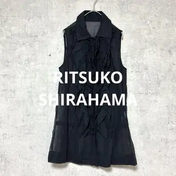 RITSUKO SHIRAHAMA 시어 블라우스 블랙 프릴