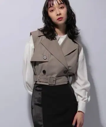HARE 트렌치 숏 베스트 트렌치코트 베스트 베스트 베이지