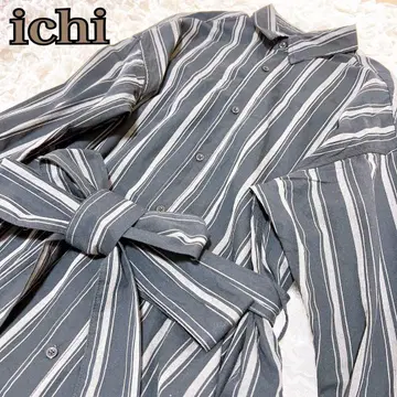ichi 이치 스트라이프 셔츠 롱 원피스 넉넉한 핏