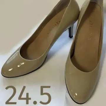 DIANA*베이지 플레인 하이힐 24.5cm 에나멜 8cm대