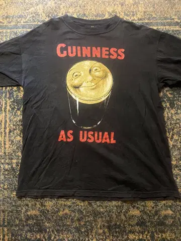빈티지 Guinness 티셔츠 그래픽 프린트 블랙