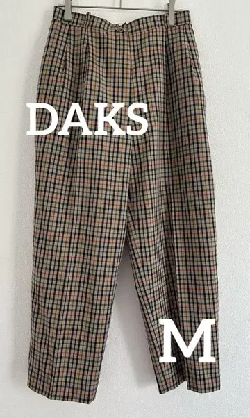DAKS 체크 무늬 팬츠 베이지 계열 트레디셔널 스타일 M 사이즈