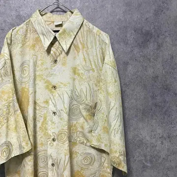 90S 빈티지 반팔 패턴 셔츠 남성용 레이온 구제 의류 개성파 기발한