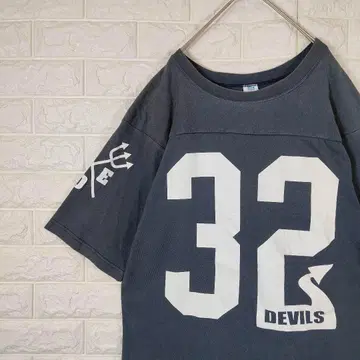 빅 로고 티셔츠 DEVILS 게임 셔츠 반팔 그레이 L
