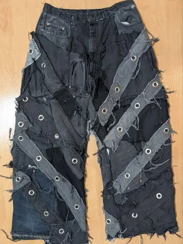 패치워크 데님 팬츠 리메이크 데님