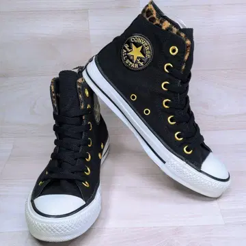 컨버스 23.5cm 캔버스 스니커즈 블랙 레오파드 무늬