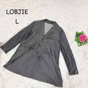 로브제 L 그레이 긴팔 가디건 얇은 소재 스트라이프 토퍼 새상품급
