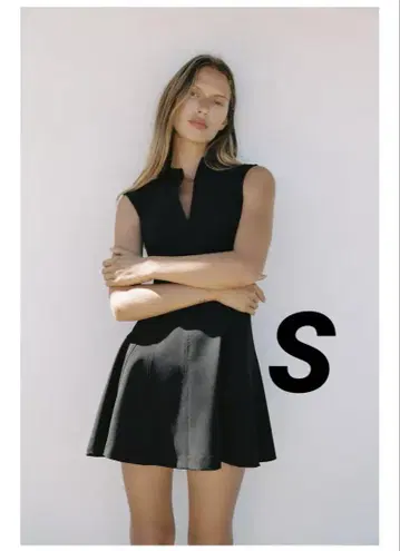 ZARA 슬리브리스 크레이프 미니 원피스 S 사이즈 블랙