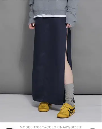ACLENT 사이드 슬릿 새틴 롱 스커트