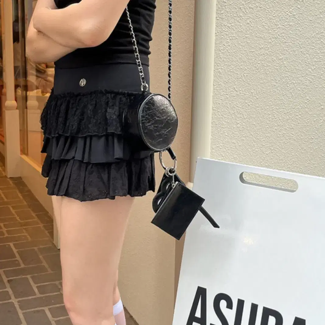 【ASURA】LAYERED LEATHER BAG Unused New Product) Asura Layered Leather Bag Black Bag on