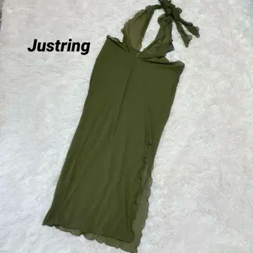 Jistring 카키 홀터넥 시어 원피스 M 이탈리아제
