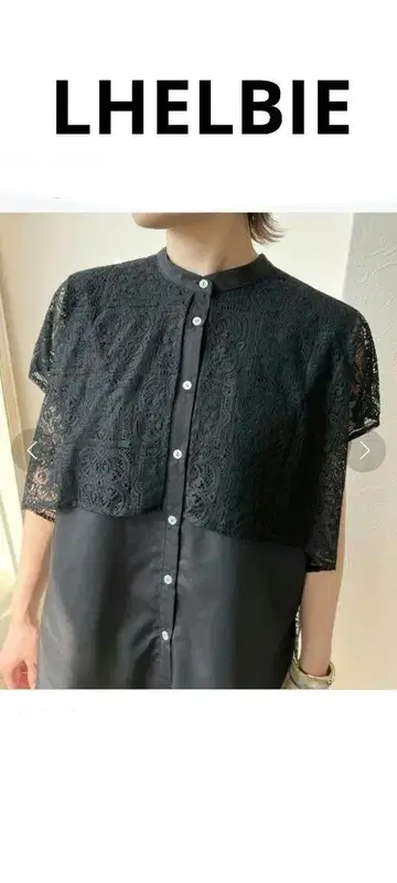 새상품급 LHELBIE 레이스 레이어드 셔츠 블랙 M 사이즈