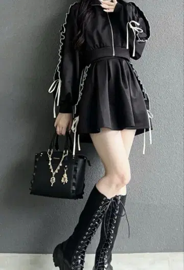 Lovilyn 프릴 리본 저리 블랙