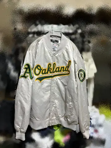 Oakland Athletics 바시티 자켓 실버