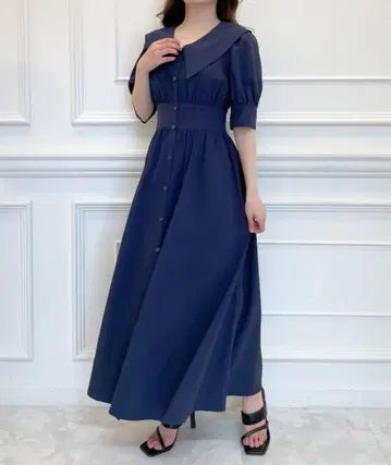 royalparty 빅 칼라 원피스 네이비 멀티 사이즈