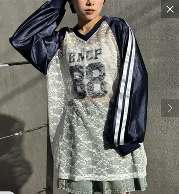 BACP 88 네이비 레이스 탑 긴팔