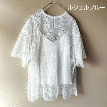 르 쉘 블루 메쉬 레이스 탑 lecielbleu 상의