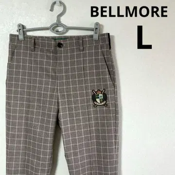 BELLMORE 벨모어 체크 팬츠 골프 로고 스트레치 L