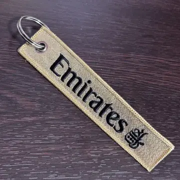 에미레이트 Emirates 플라이트 태그 자수 키링 금 골드