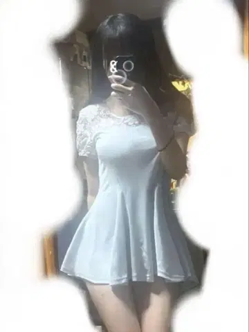 스카이블루 플레어 슬리브 미니 원피스 튜닉