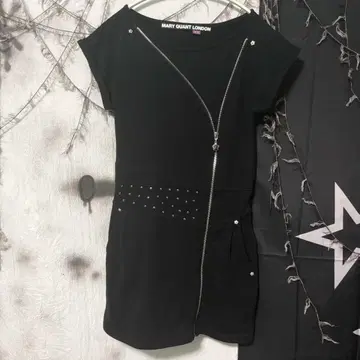 마리콴트 스터드 지퍼 미니 원피스