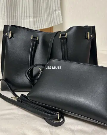 LES MUES 블랙 토트백과 클러치백 세트