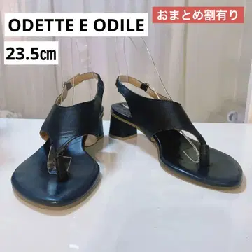 ODETTE E ODILE 블랙 플립플랍 샌들 천연 가죽 23.5cm
