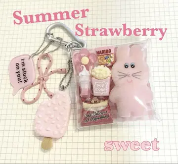 가챠 파우치 썸머 스트로베리 핑크 sweet 파우치 아이스