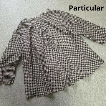 Particular 밴드 카라 깅엄 체크 실크 혼방 블라우스