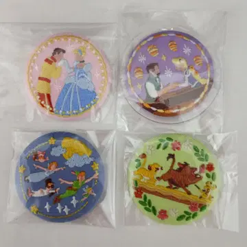 디즈니 자수 캔뱃지 라푼젤 피터 신데렐라 라이온 킹 4종