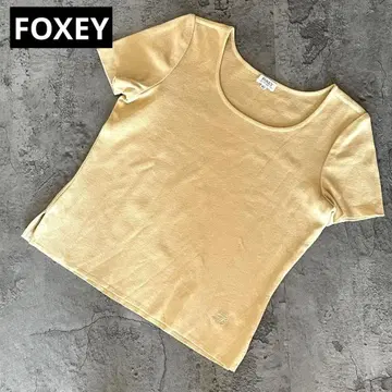 FOXEY 폭시 반팔 티셔츠 원포인트 로고 베이지 사이즈 42