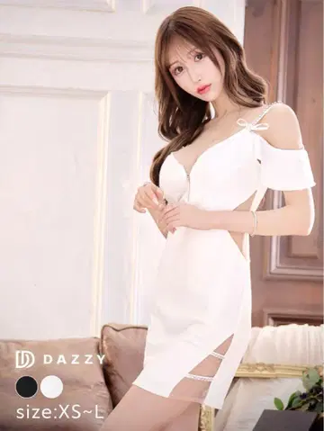 DAZZY 화이트 오프숄더 드레스 S