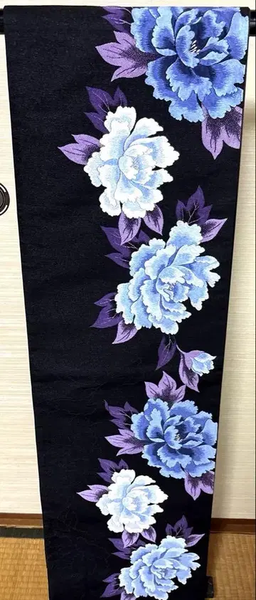 블랙 모란 자수 후쿠로 오비